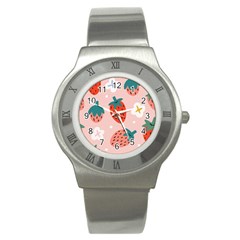 Strawberry-seamless-pattern Stainless Steel Watch by Pakemis