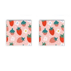 Strawberry-seamless-pattern Cufflinks (square) by Pakemis