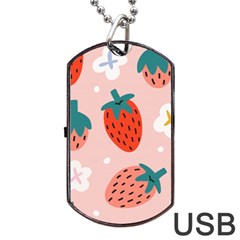 Strawberry-seamless-pattern Dog Tag Usb Flash (two Sides) by Pakemis