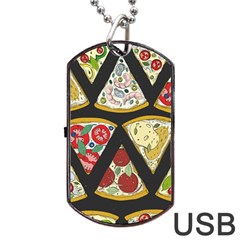 Vector-seamless-pattern-with-italian-pizza-top-view Dog Tag Usb Flash (one Side) by Pakemis