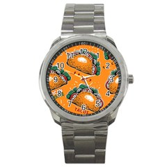 Seamless Pattern With Taco Sport Metal Watch by Pakemis