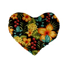 Fabulous Colorful Floral Seamless Standard 16  Premium Heart Shape Cushions by Pakemis