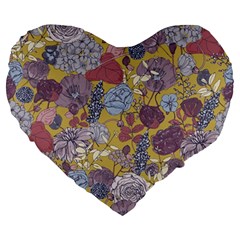 Floral Seamless Pattern With Flowers Vintage Background Colorful Illustration Large 19  Premium Heart Shape Cushions by Pakemis
