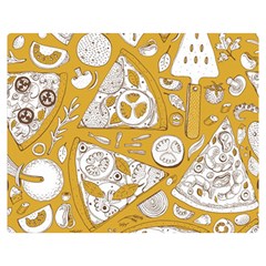 Vector-seamless-pizza-slice-pattern-hand-drawn-pizza-illustration-great-pizzeria-menu-background - Double Sided Flano Blanket (medium) by Pakemis