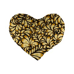 Damask-teardrop-gold-ornament-seamless-pattern Standard 16  Premium Heart Shape Cushions by Pakemis