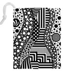 Black and white design Drawstring Pouch (4XL) Back