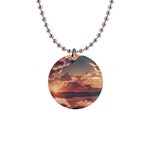 Sunset River Sky Clouds Nature Nostalgic Mountain 1  Button Necklace Front
