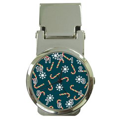 Christmas Seamless Pattern With Candies Snowflakes Money Clip Watches by Uceng