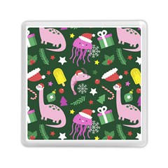 Dinosaur Colorful Funny Christmas Pattern Memory Card Reader (square) by Uceng
