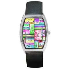 Colorful Pattern Barrel Style Metal Watch by gasi