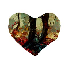 Abstract Texture Forest Trees Fruits Nature Leaves Standard 16  Premium Heart Shape Cushions by Pakemis