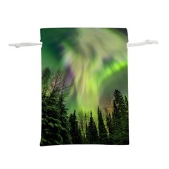 Aurora Borealis In Sky Over Forest Lightweight Drawstring Pouch (m) by danenraven