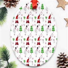 Santa Claus Snowman Christmas  Oval Ornament (two Sides) by artworkshop