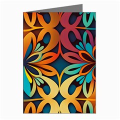 Orange, Turquoise And Blue Pattern  Greeting Cards (pkg Of 8) by Sobalvarro