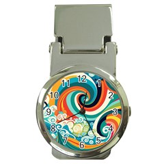 Wave Waves Ocean Sea Abstract Whimsical Money Clip Watches by Jancukart