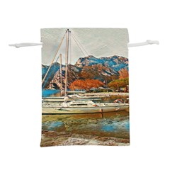 Boats On Lake Garda, Italy  Lightweight Drawstring Pouch (l) by ConteMonfrey
