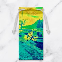 Blue And Green Boat Modern  Jewelry Bag by ConteMonfrey