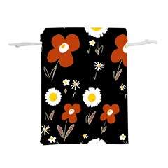 Daisy Flowers Brown White Yellow Black  Lightweight Drawstring Pouch (l) by Mazipoodles