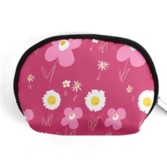 Daisy Flowers Pink White Yellow Dusty Pink Accessory Pouch (medium) by Mazipoodles