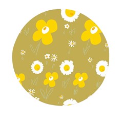 Daisy Flowers Yellow White Olive  Mini Round Pill Box (pack Of 5) by Mazipoodles