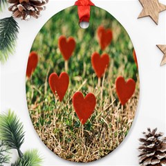 Valentine Day Heart Pattern Love Ornament (oval) by artworkshop