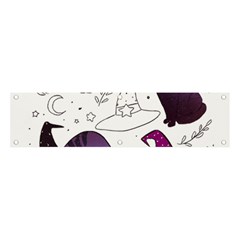 Witch Cat T- Shirt Cute Fantasy Space Witch Cats T- Shirt Banner And Sign 4  X 1  by maxcute