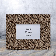 Brown Leopard Pattern White Tabletop Photo Frame 4 x6  by DinkovaArt