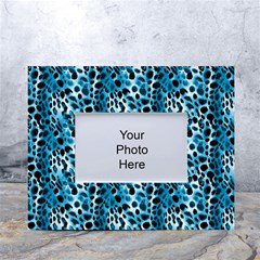 Blue Leopard White Tabletop Photo Frame 4 x6  by DinkovaArt