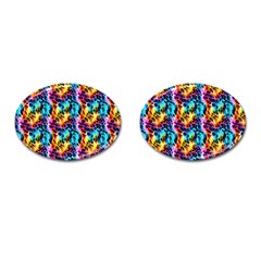 Rainbow Leopard 2 Cufflinks (oval) by DinkovaArt