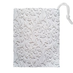 Plaster Background Floral Pattern Drawstring Pouch (5xl) by artworkshop