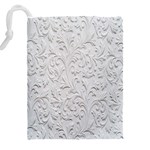 Plaster Background Floral Pattern Drawstring Pouch (5XL) Back