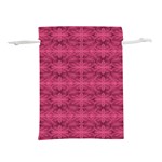 Elegant pink floral geometric pattern Lightweight Drawstring Pouch (L) Back