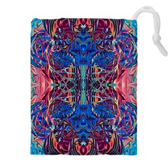 Cobalt Arabesque Drawstring Pouch (4xl) by kaleidomarblingart