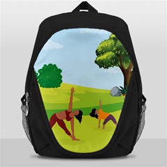 Mother And Daughter Yoga Art Celebrating Motherhood And Bond Between Mom And Daughter  Backpack Bag by SymmekaDesign