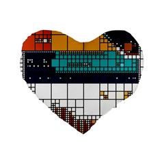 Abstract Statistics Rectangles Classification Standard 16  Premium Flano Heart Shape Cushions by Pakemis