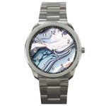 Marble Abstract White Pink Dark Art Sport Metal Watch Front