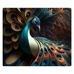 Peacock Bird Feathers Colorful Texture Abstract One Side Premium Plush Fleece Blanket (small) by Pakemis