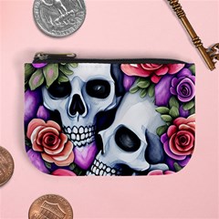 Floral Skeletons Mini Coin Purse by GardenOfOphir