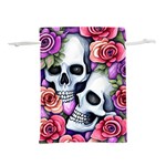 Floral Skeletons Lightweight Drawstring Pouch (S) Front
