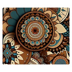 Bohemian Flair In Blue And Earthtones Premium Plush Fleece Blanket (small) by HWDesign