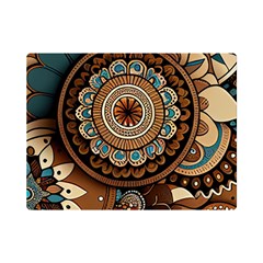 Bohemian Flair In Blue And Earthtones One Side Premium Plush Fleece Blanket (mini) by HWDesign