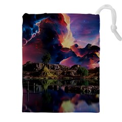 Lake Galaxy Stars Science Fiction Drawstring Pouch (5xl) by Uceng