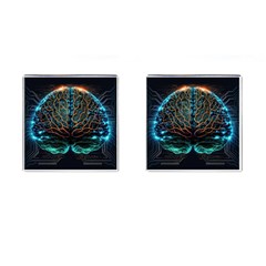 Brain Mind Technology Circuit Board Layout Patterns Cufflinks (square) by Uceng