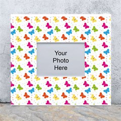 Butterfly Pattern Design Wallpaper Background White Wall Photo Frame 5  X 7  by Ravend