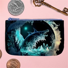 Sculpture Dinosaur Shark Frozen Winter Fantasy Large Coin Purse by Ravend