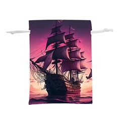 Ship Pirate Adventure Landscape Ocean Sun Heaven Lightweight Drawstring Pouch (m) by danenraven