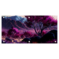 Landscape Landscape Painting Purple Purple Trees Banner And Sign 6  X 3  by danenraven