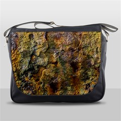 Rusty Orange Abstract Surface Messenger Bag by dflcprintsclothing
