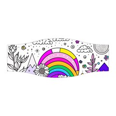 Rainbow Fun Cute Minimal Doodle Drawing Art Stretchable Headband by Ravend