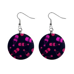 Wine Wine Bottles Background Graphic Mini Button Earrings by Ravend